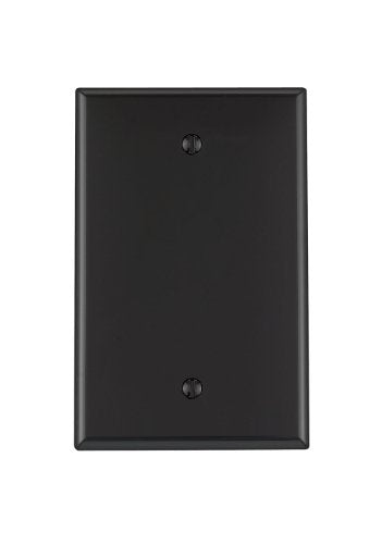 Leviton 1-Gang Blank Wallplate, Midway Size, PJ13-E, Black - color: Black