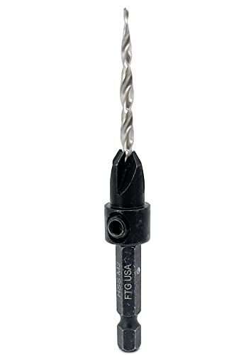 FTG USA #6 (9/64") Adjustable Tapered Wood Countersink Drill Bit - size: #6, style: w/o Depth Stop
