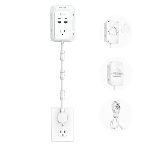 VINTAR Electrical Outlet Extender, 36in Short Power Strip with 2 USB C - style: 3FT-90° right-angle plug