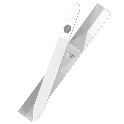 Bona Fide Beauty Czech Glass Nail File (Clear Color) with Silver Hardcase | Genuine Czech glass nail file for natural nails, keratin sealing nail file, fingernail file with protective case - color: Clear