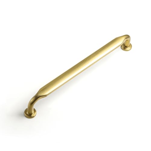 12 Pack Brushed Gold Zinc Alloy Cabinet Handles - 6.3''(160mm) Hole Center Cabinet Pull Hardware for Bedroom, Kitchen L101 - color: Brushed Gold, size: 6.3'' Hole Center