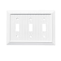 Pure White Classic Beadboard Wall Plates,Light Switch Covers,Electrical Outlet Covers, Switch Plates of Various Combination, Nature Bamboo Fiber Wall plate (3 Gang Toggle 1 Pack) - style: 3 Gang Toggle 1 Pack