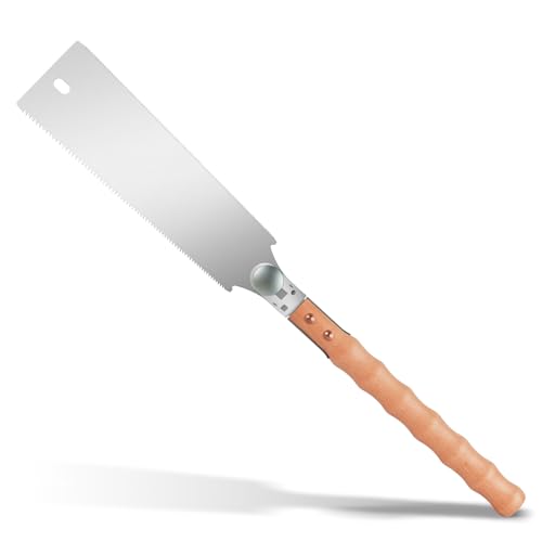 Japanese Pull Saw of Double Edge,10 Inch Hand Saw of 7-10/18 TPI Gradient Teeth, SK5 Flexible Replaceable Blades,with Non-Slip Bamboo Knot wooden Handle,Woodworking Tool for Hardwood & Softwood. - size: 10Inch