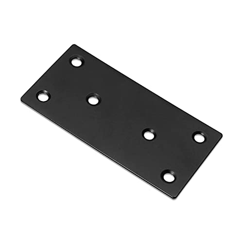 Bonsicoky 8Pcs Flat Straight Brace Brackets, 3.9 x 2 / 100 x 50mm - size: 4" x 2" - 8 PCS, style: Black
