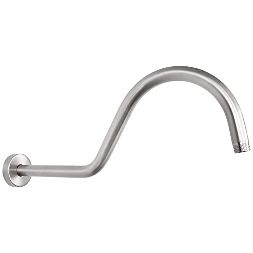 NearMoon Shower Extension Arm with Flange - S Shaped High Arc Gooseneck Long Shower Extender Pipe, Perfect for Rainfall Shower Head - Bathroom Accessory,16 Inch (Brushed Nickel) - color: Brushed Nickel
