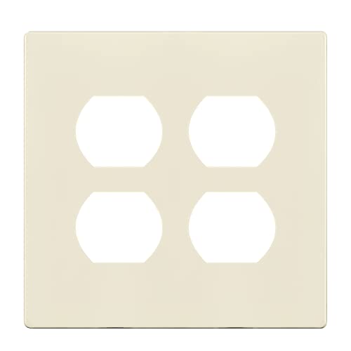 ENERLITES Screwless Double Duplex Outlet Covers Wall Plate, Light Almond - color: Light Almond, size: Screwless