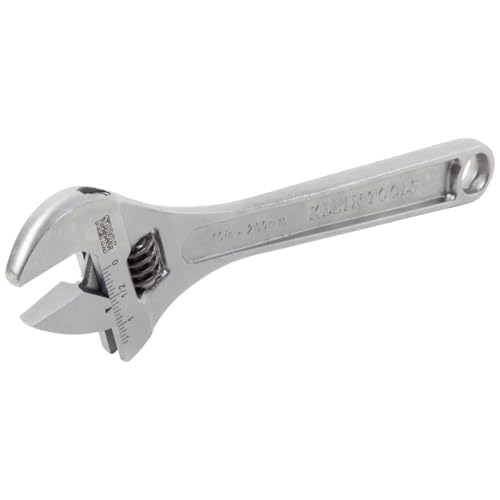 Klein Tools 507-10 Adjustable Wrench, Extra Capacity Jaw Forged Drive Wrench with High Polish Chrome Finish, 10-Inch
