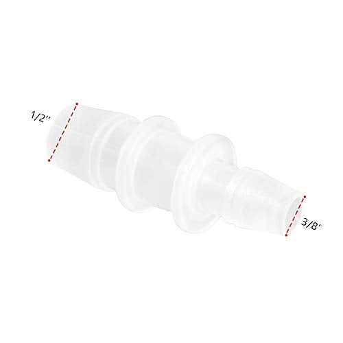 Plastic Hose Barb Reducer Pipe Fittings, 1/2" to 3/8" Hose ID Connectors Joint Splicer Mender Adapter Union Boat Water Air Aquarium O2 Fuel (Pack of 3) - size: 1/2" to 3/8"
