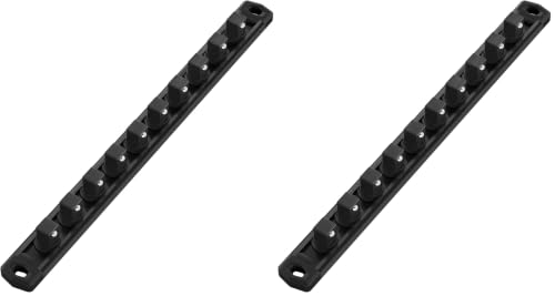 WORKPRO Magnetic Socket Organizer, Heavy Duty 1/2-Inch Drive Socket Rail (Pack of 2) - color: Black, size: 1/2" DR (Pack of 2)