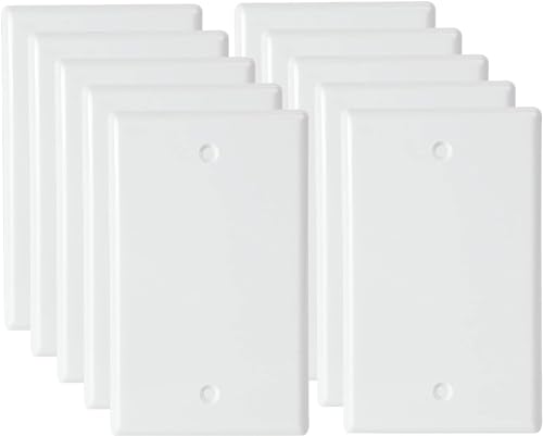 1-Gang Blank Wall Plate Outlet Cover Plate Unbreakable Polycarbonate Thermoplastic Single Blank Faceplate Electrical Receptacle Cover, White, 10 Pack - color: 1-Gang Blank, size: 10 Pack
