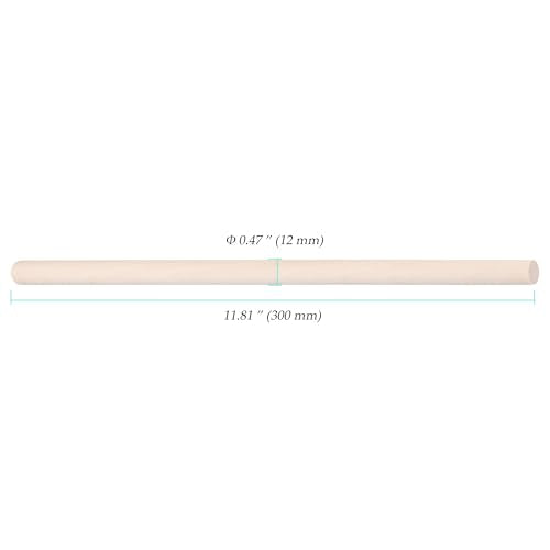 80 Pcs Wooden Dowel Rods, 11.8 x 1/2 Inch, Unfinished Round Wood Sticks for Crafts, Arts, DIY Projects