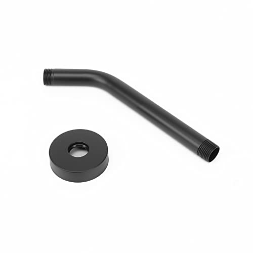Shower Arm with Flange and Teflon Tape, Wall Mounted Shower Pipe 304 Stainless Steel Extension Arm for Fixed Shower Head & Handheld (8 Inch, Matte Black) - color: Matte Black, style: 8 Inch