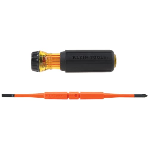 Klein Tools 32288 Insulated Screwdriver, 8-in-1 Screwdriver Set with Interchangeable Blades, 3 Phillips, 3 Slotted and 2 Square Tips - size: 8-in-1 Standard