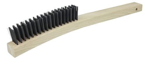 Weiler 44056 Hand Wire Scratch Brush, .012 Carbon Steel Fill, Curved Handle, 4 x 18 Rows (Pack of 12) - size: 14" x 1-1/8", style: Pack of 12