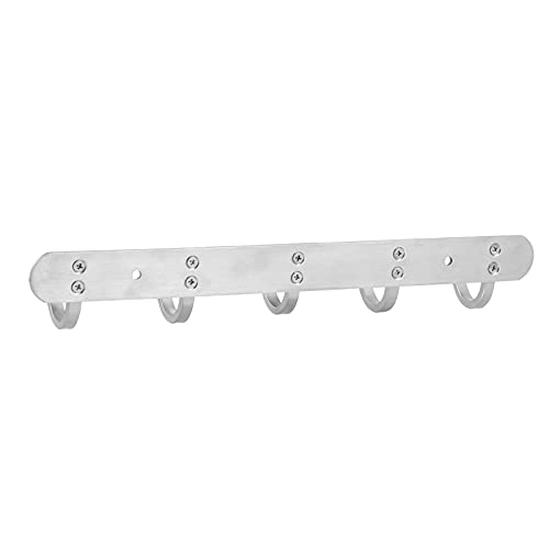 Coat Hook Rack Hanger –Towel Hook Rail with 5 Hooks 13-Inch Wall Mounted for Bedroom, Bathroom, Hallway, Garage, Garden, Office, 304 Stainless Steel Brushed Nickel, Easy Installation (Silver) - size: 5S hooks