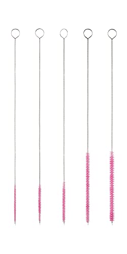10" Extra Long Tube Brush Set - Small 5 Pack - Pink - color: Pink, size: Small 5 Pack (2mm 3mm 4mm 5mm 6mm)