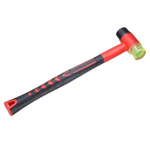 uxcell Rubber Mallet Double-Faced with Non-Slip Plastic Grip Rubber Hammer with Soft/Hard Replacement Mallet for Leather Crafts Tile Vinyl Woodworking Flooring Installation, Red