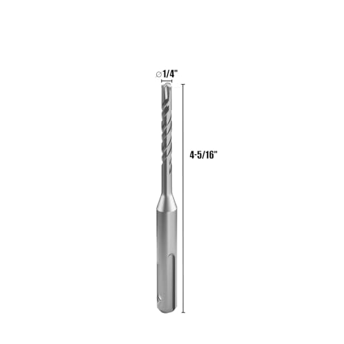CSOOM SDS Plus Rotary Hammer Drill Bit 1/4"x4.33", Professional Concrete Drill Bit for Concrete, Brick, Stone and Cement Walls - size: 1/4"x4.33"