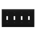ENERLITES Quad Toggle Light Switch Wall Plate, Standard Size 4-Gang 4.50" x 8.19", Unbreakable Polycarbonate Thermoplastic, 8814-BK, Black - color: Black, size: Standard Size