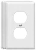 ZEFTV Duplex Wall Plates 1-Gang Switch Outlet Electrical Cover Plate Unbreakable Thermoplastic Faceplate for Light Receptacle Outlet Switch, White (4 Pack) - color: Single Duplex, size: 4 Pack