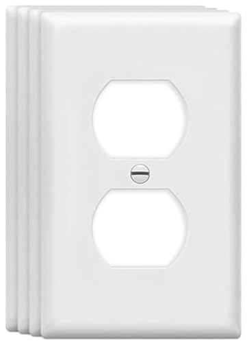 ZEFTV Duplex Wall Plates 1-Gang Switch Outlet Electrical Cover Plate Unbreakable Thermoplastic Faceplate for Light Receptacle Outlet Switch, White (4 Pack) - color: Single Duplex, size: 4 Pack