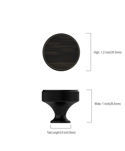Oil Rubbed Bronze Knurled Cabinet Knobs Round Drawer Pulls 10 Pack - color: Oil Rubbed Bronze