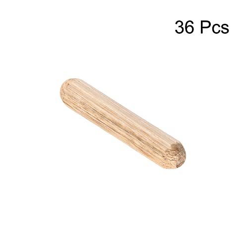 uxcell Wooden Dowel Pins 36pcs 6x30mm(1/4" x1-1/4) Fluted Beveled Ends Wood Dowel Pegs Kiln Dried Hardwood for Woodworking Furniture Shelf - size: 6x30mm