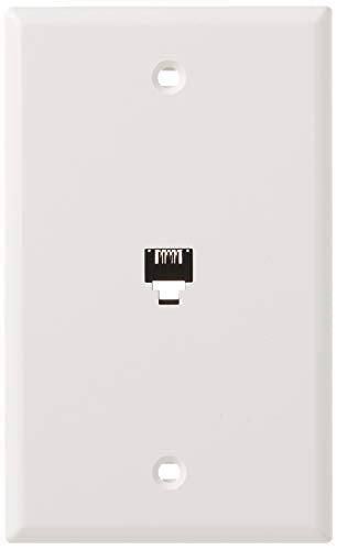 Leviton Standard Telephone Wall Jack, 6P4C, Screw Terminals, 40249-W, White - size: Leviton