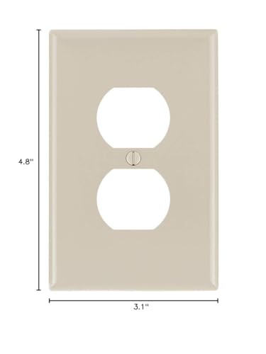 Leviton 1-Gang, 1-Duplex, Midway Nylon Wallplate, Midway Size, 1 Pack, PJ8-T, Light Almond - color: Light Almond, size: 1 Pack