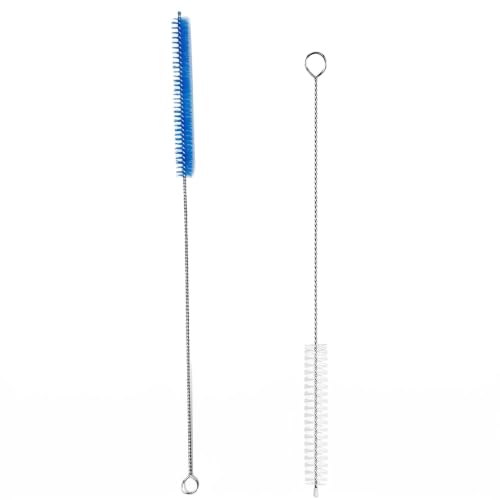 Straw Cleaner Brush, Reusable Metal Handles Straw Cleaner Brush Extra Long for Stanley Mug 40, 30, 20 oz, 10mm Wide for Sippy Cup, Water Bottle and Tubes - color: Clear+Blue