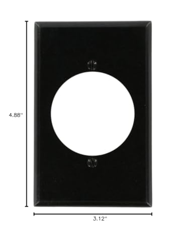 Leviton 1-Gang Flush Mount Outlet/Receptacle Wallplate, Midway Size, Thermoset, 80528-BLK, Black - color: Black