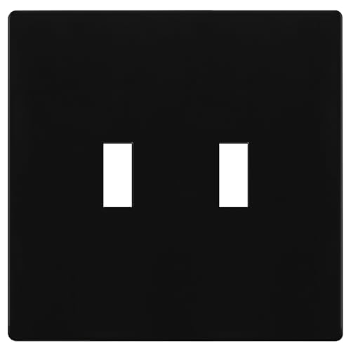 TG Mid-Size Screwless Double Toggle Light Switch Cover Plate, 2-Gang, Black - color: Black, size: 2 Gang