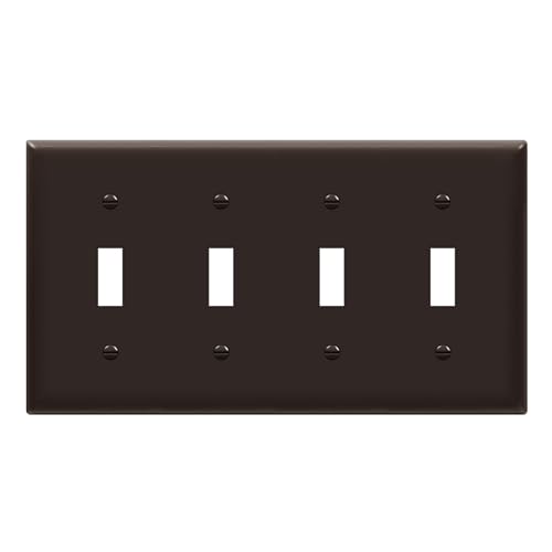 ENERLITES Quad Toggle Light Switch Wall Plate, Standard Size 4-Gang 4.50" x 8.19", Unbreakable Polycarbonate Thermoplastic, 8814-BR, Brown - color: Brown, size: Standard Size