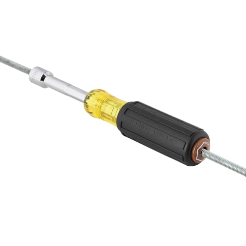 Klein Tools 654716 Heavy-Duty Hollow Shaft Nut Driver, Color-Coded 7/16-Inch Hex, Pass Through Design, 6-Point Socket, and Cushion-Grip Handle - size: 7/16-Inch