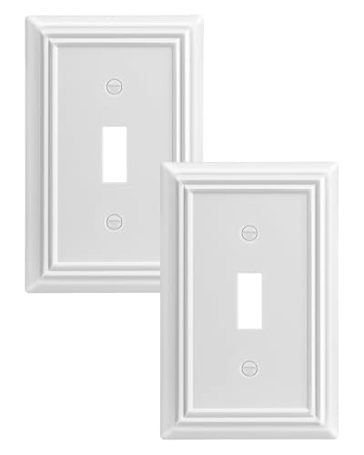 DEWENWILS Single Toggle Wall Plates, White Metal Light Switch Cover Plates - color: White, size: 1 Toggle 2PK