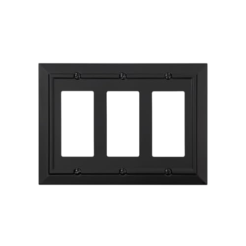 Classic Architecture Wall Plates,Light Switch covers, Electrical Outlet Covers, Duplex receptacle wall plates,Mid Size Bamboo Fiber Material Switch plates Matte Black (3 Gang Decorator 1PK) - style: 3 Gang Decorator 1PK