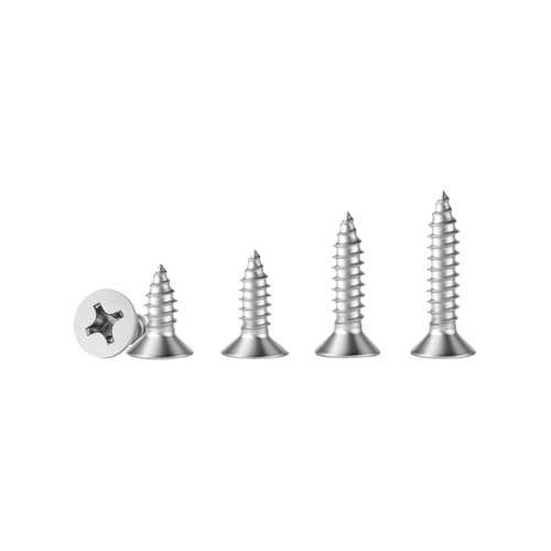 620Pcs M3 Small Wood Screws - 304 Stainless Steel Flat Head Short Screw Kit - color: Silver, size: #4--620PCS