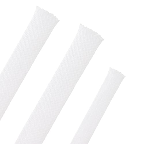 25ft PET Expandable Braided Cable Sleeve 1/6inch(4mm) Pet Braided Cable Sleeve for Audio Video Device Wire Automotive Wire (White) - color: White, size: 4mm"(1/6 inch)