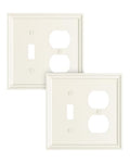 2-Pack Natural Bamboo Fiber Combo Toggle/Duplex Light Switch Cover Plate - color: Light Almond, size: 1 Toggle/1 Duplex 2PK