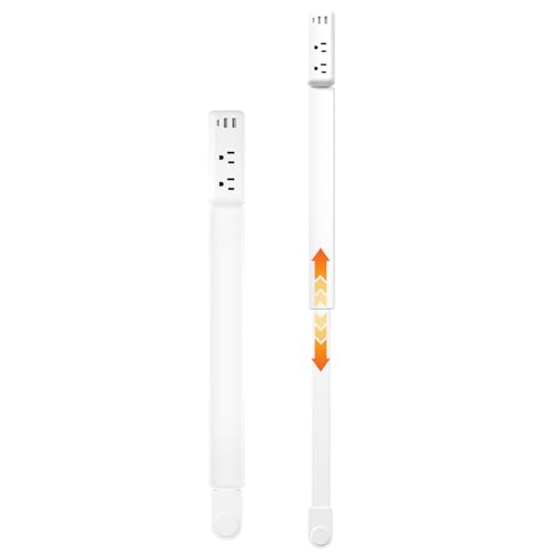 Outlet Extender, Electrical Outlet Extender Stick 22-34" Extendable 180° Rotating Wall Charger, EDIEBE USB C Power Socket Expander with 2 AC, 2 USB-A & 1 USB-C for Home Office Behind Couch