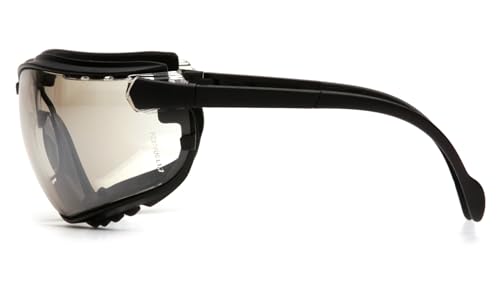 Pyramex V2G Safety Glasses, Black Frame/Amber Anti-Fog Lens - color: Black Frame/Indoor-outdoor Mirror Anti-fog Lens
