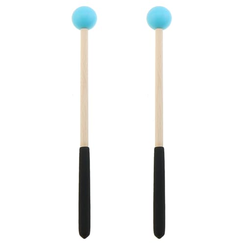 8-inch Rubber Head Wooden Handle Percussion Mallets, Blue Drum Sticks for Xylophone and Glockenspiel