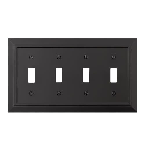 Classic Architecture Wall Plates,Light Switch covers, Electrical Outlet Covers, Duplex receptacle wall plates,Mid Size Bamboo Fiber Material Switch plates Matte Black (4 Gang Toggle 1PK) - style: 4 Gang Toggle 1PK