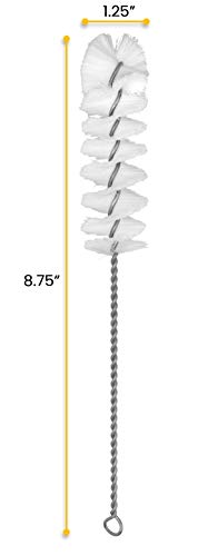 Eisco Nylon Bottle Brush Fanned Tip, White, 8.75", Fits 1" to 1.2" Openings