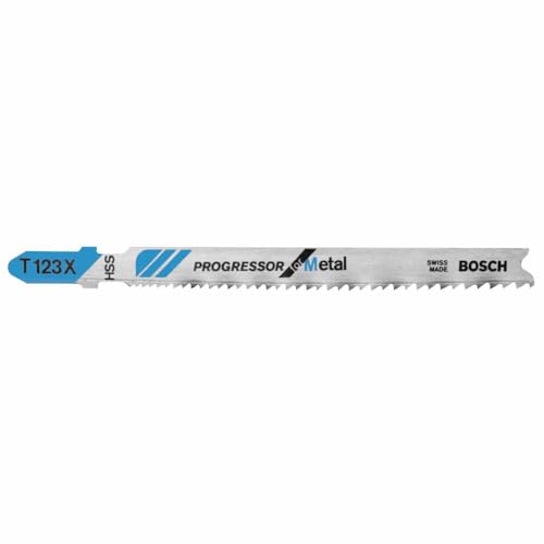 Bosch T123X100 T-Shank Progressor Jig Saw Blades for Cutting Metal, 100-blade Package - size: 4" 10-24 P TPI - 100 pcs, style: Fast Cuts & Long Life for Metal