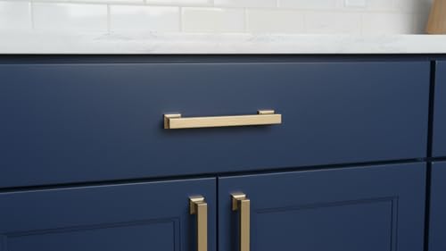 Alzassbg Brushed Gold Cabinet Pulls and Handles 10 Pack, AL3061MGP - color: Brushed Gold, size: 5" Hole Center