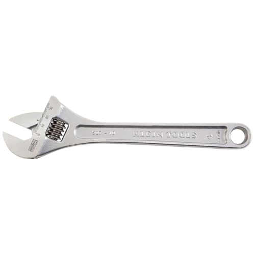 Klein Tools 507-10 Adjustable Wrench, Extra Capacity Jaw Forged Drive Wrench with High Polish Chrome Finish, 10-Inch