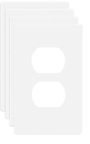1-Gang Screwless Duplex Wall Plate Cover Single Switch Outlet Electrical Faceplate for Light Switch, Smart Switch, Receptacle, Dimmers, USB Outlet, GFCI, Child Safe Cover Plate, White (4-Pack) - color: Single Duplex-White, size: 4 Pack