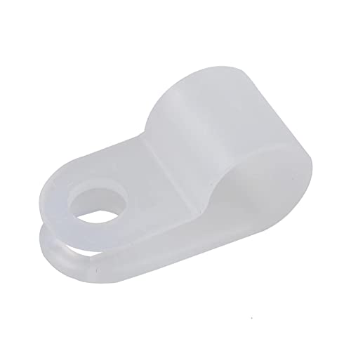200Pcs White Nylon R-Type Cable Clamps, 1/4 Inch Wire Clips - size: 1/4 INCH 200PCS R-Type