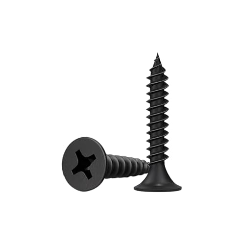 #6 x 1-1/4" Black Wood Screws 100pcs Flat Head Phillips Self Tapping Screws - color: Black, size: #6-1-1/4" - 100PCS